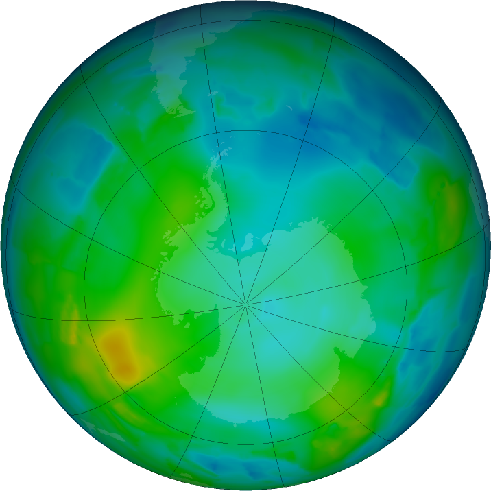 Antarctic ozone map for 30 May 2011